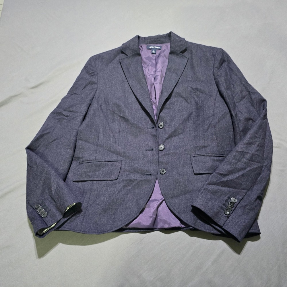 Lands End Blazer Women 18  purple Wool Blend  Button Professional Career Coat